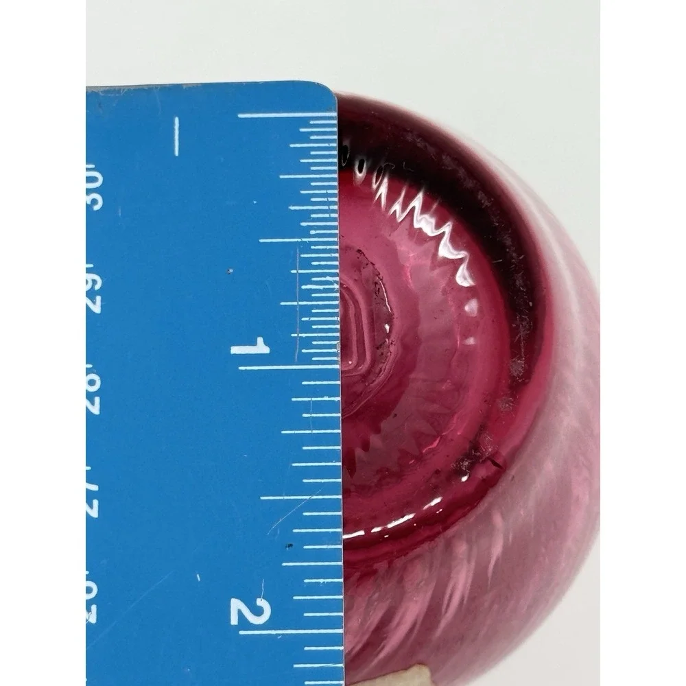 Pilgrim Cranberry Glass Hand Blown Optic Swirl Bud Vase 4.5